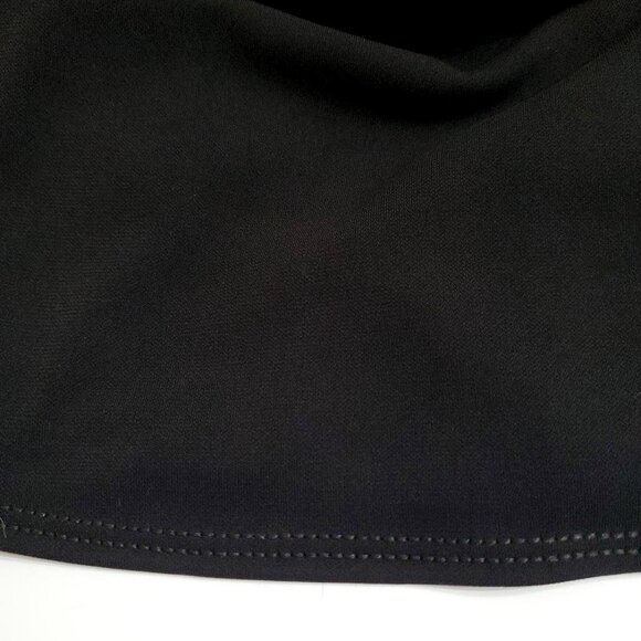 BCBGMaxAzria Black Faux Wrap Midi Dress M 3/4 Sleeve Tie Ruched Minimalist - Picture 10 of 12